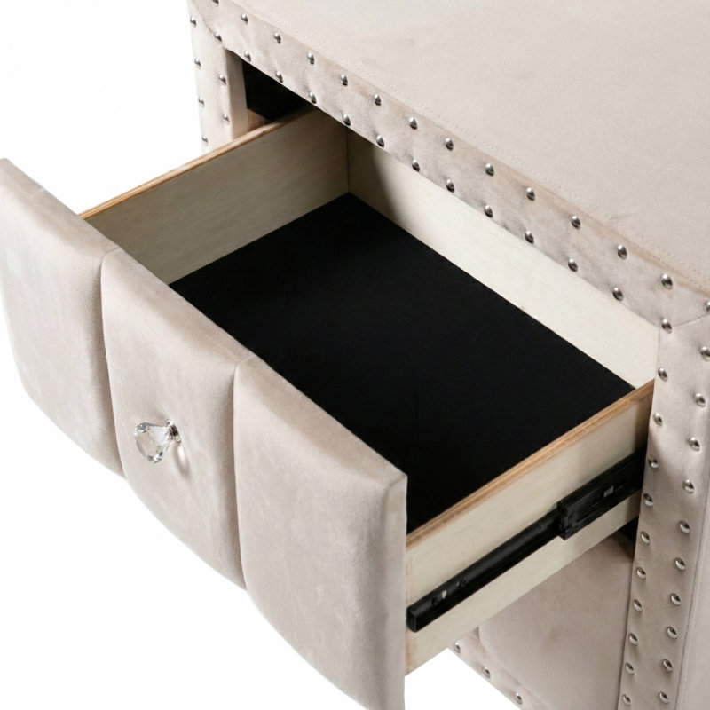 Ensemble de tables de chevet 2 tiroirs Gianni (ensemble de 2), Beige