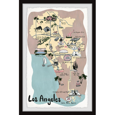«Illustrated Map Of Los Angeles II», reproduction d'art sur papier