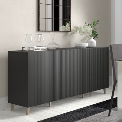 Pafos 75" 4D Black Sideboard