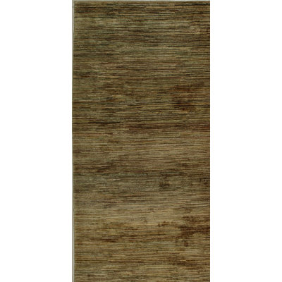 Hand Knotted Wool Geometric Area Rug in Brown