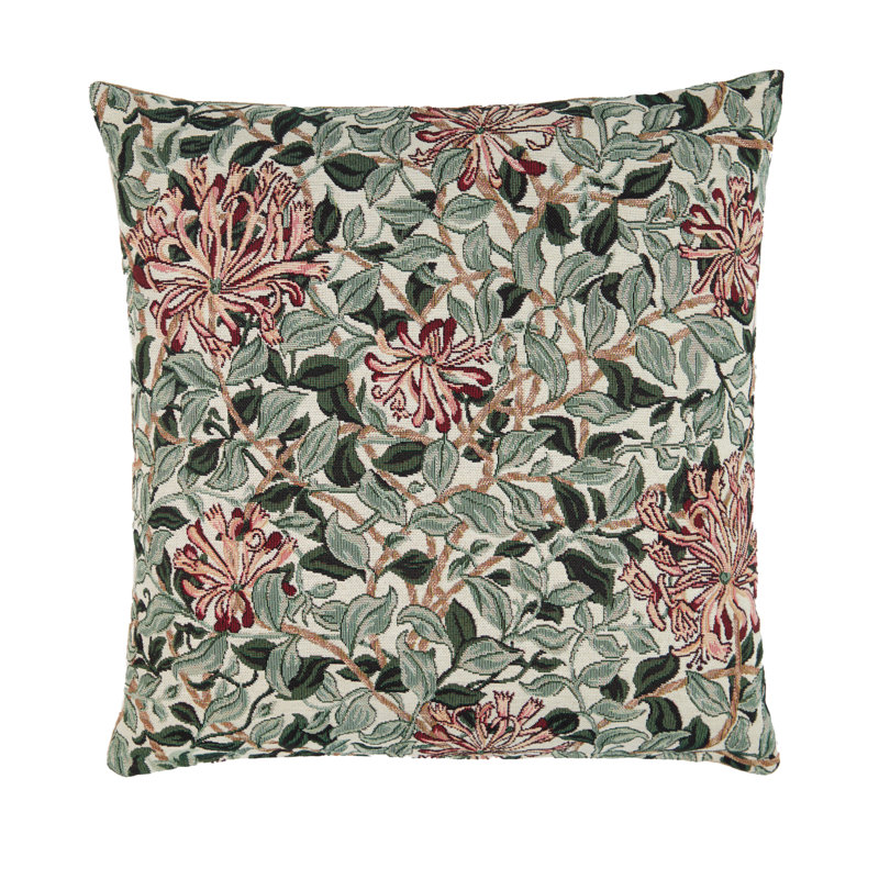 Honeysuckle Green Tapestry Cushion with Feather Filler 