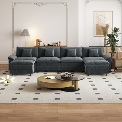 Canapé modulaire en chenille de 159,3 pouces en U