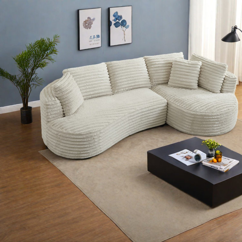 Compression Curved Sectionals Corduroy Modern L Shape For Home Living
