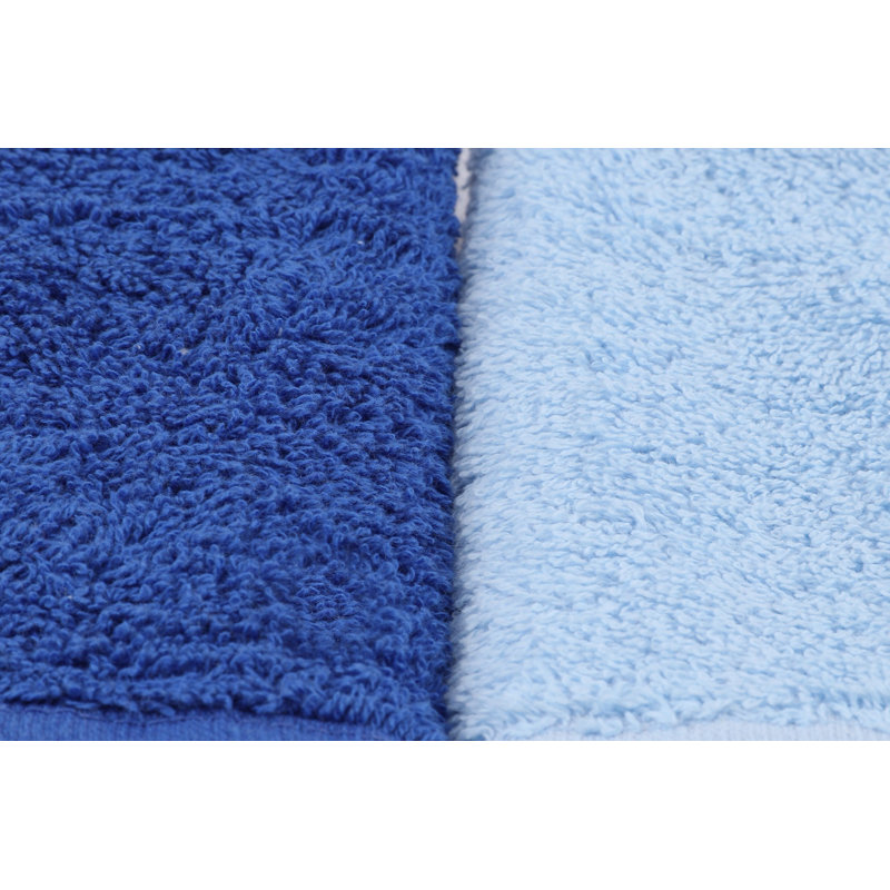 Ensemble de 4 serviettes de bain 100% coton, Turquoise / bleu / gris