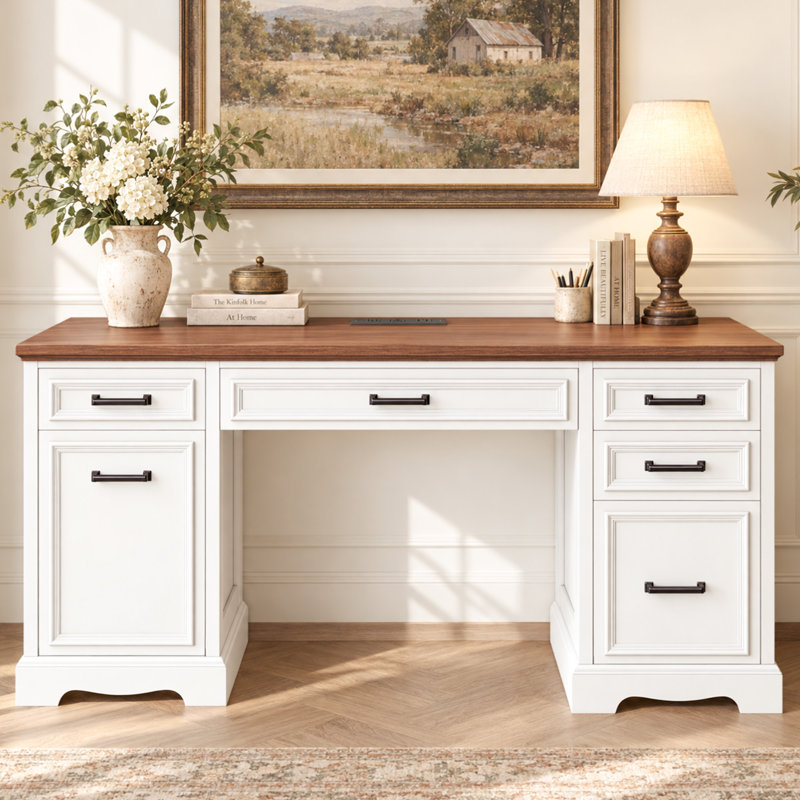 Bureau de direction 55 po Farmhouse, Black Top