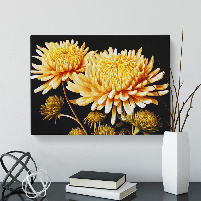 Astonishing Chrysanthemum Flowers - Wrapped Canvas, 35cm H x 50cm W x 3cm D