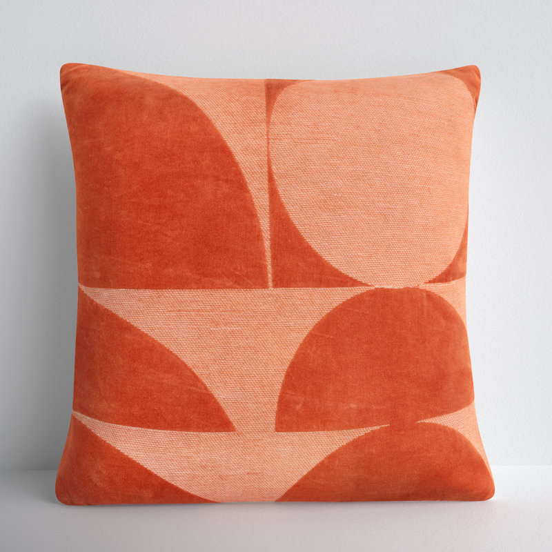 Joshelin Embroidered Cotton Throw Pillow, Orange