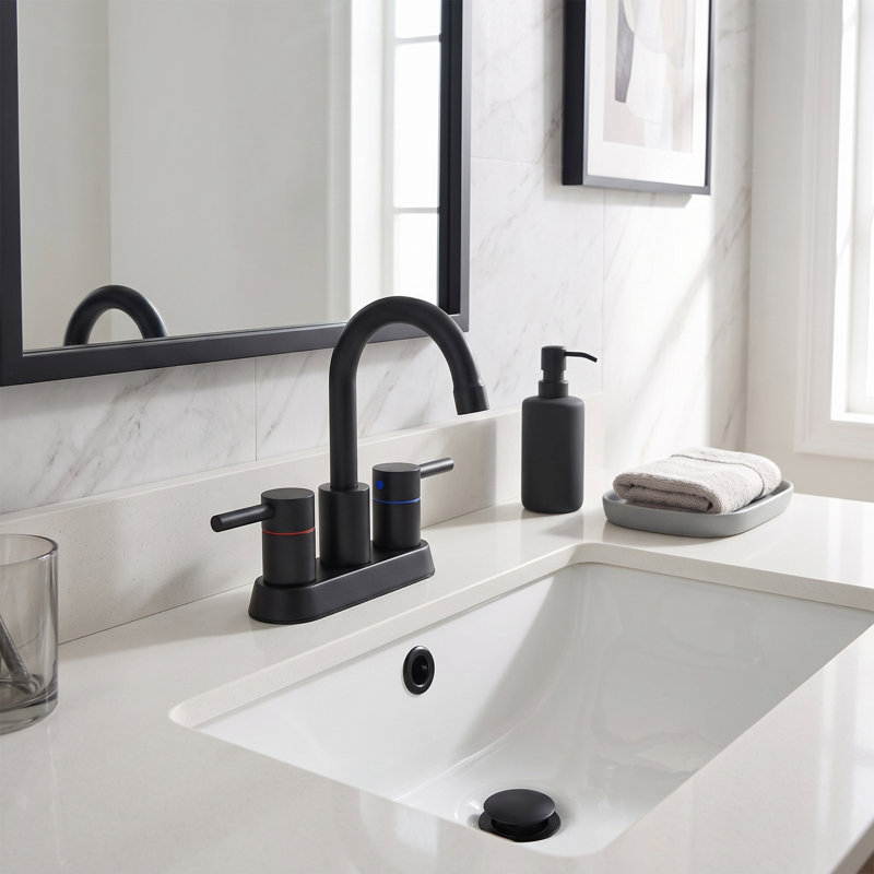 Robinet de lavabo de salle de bain à poignée double 4 po Modern, Noir mat