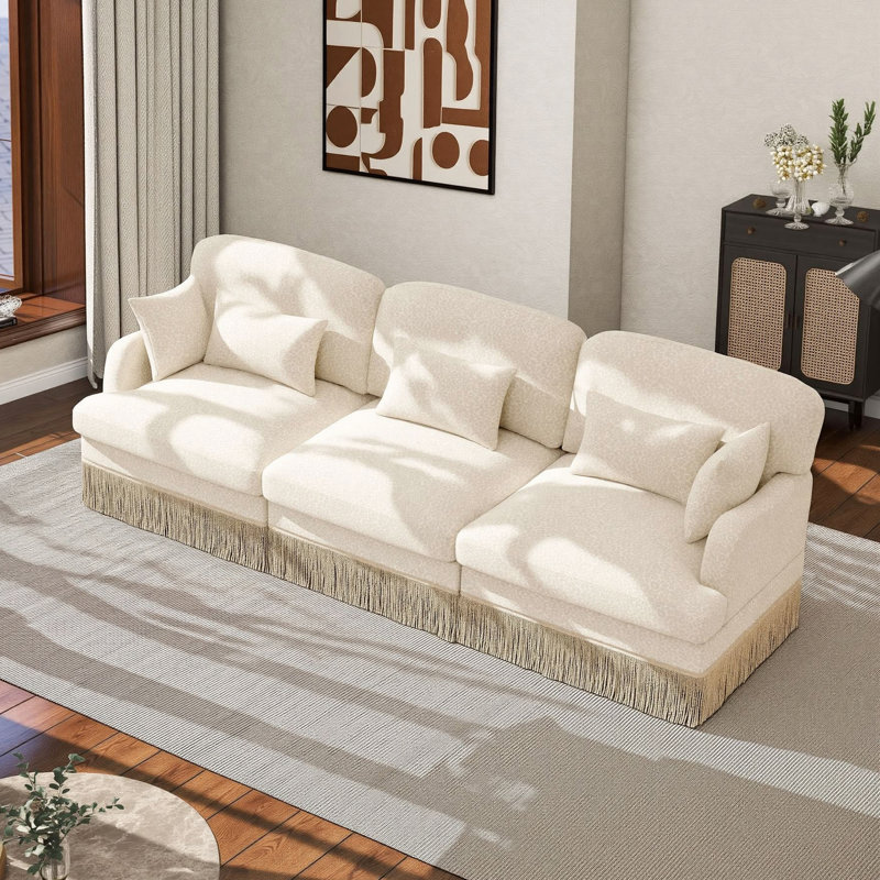 Ensemble de canapé modulaire moderne et élégant; Canapé 3 places à imprimé léopard chenille avec frange élégante; Pour les salons, les chambres et les espaces de réception