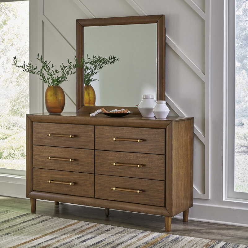 Très grand lit tapissier, commode et miroir Lyncott
