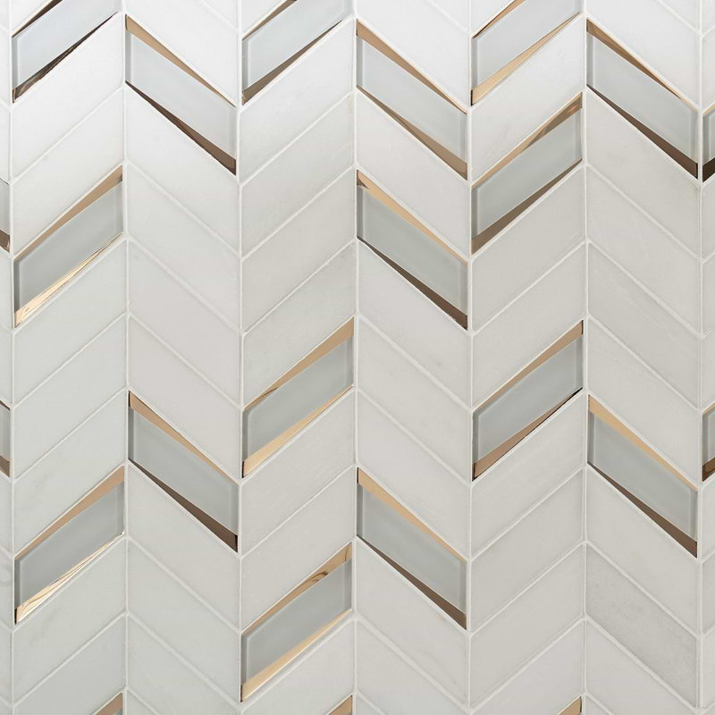 Kasol Marble And Mirrored Glass Mosaic, Golden Mirror