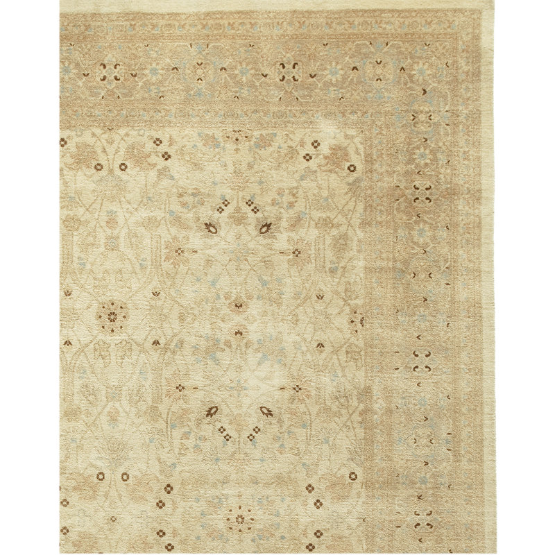 Wool Oriental Area Rug in Ivory/ Sand, Rectangle 8' x 10'