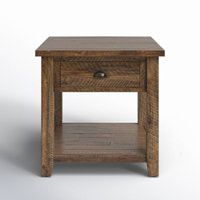 Castile Solid Wood End Table with Storage