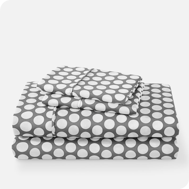 Microfiber Print Sheet Set, Gray/White, Cal.King Sheet Set + 1 Fitted Sheet +2 Pillowcases