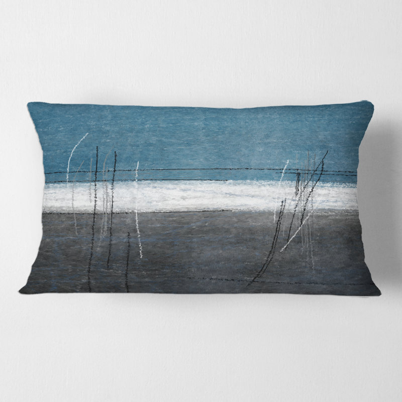 Rectangle, sarcelle rencontre l'art abstrait gris - coussin décoratif moderne
