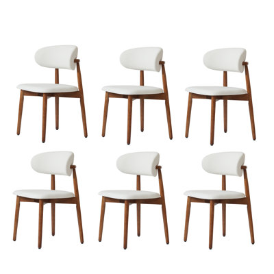 Ensemble de 6 chaises de salle à manger modernes rembourrées en similicuir et bois d'hévéa