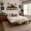 Base de lit plateforme en bambou avec support en métal et lattes de bois-125286215-125286213