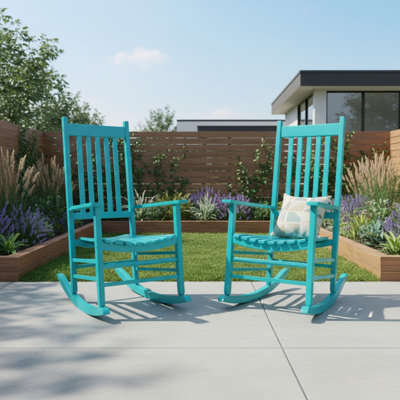 Outdoor Emjay Solid Wood Rocking Chair (Set of 2) by Red Barrel Studio