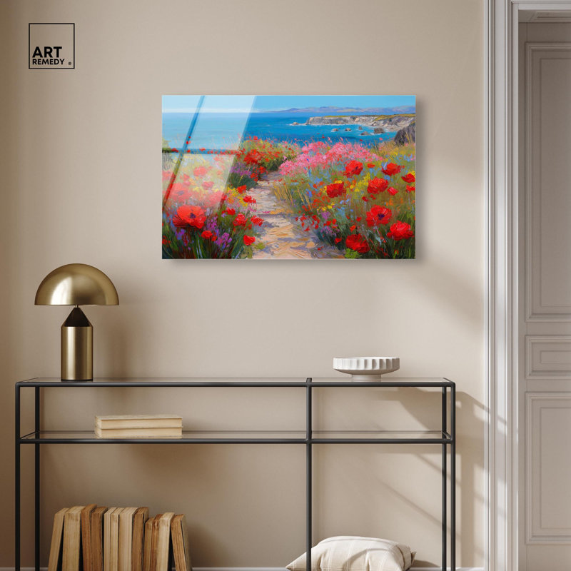 «Ocean View Bloom I», art floral coloré par Art Remedy, prêt à être accroché, H 20 po x l 30 po