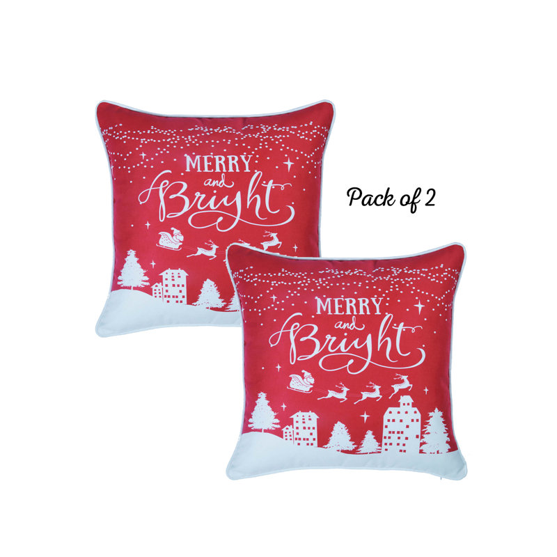 Red and White Christmas Euro Throw Pillow Covers Set of 2