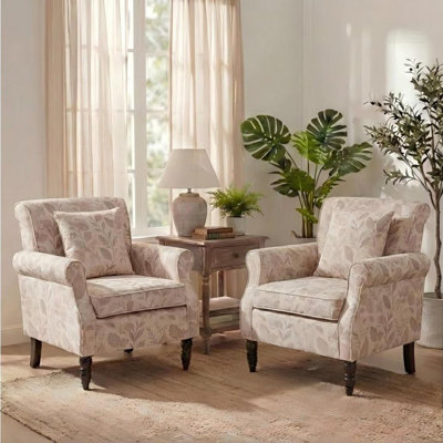 Fauteuil Vintage avec accoudoirs roulés et pieds en bois