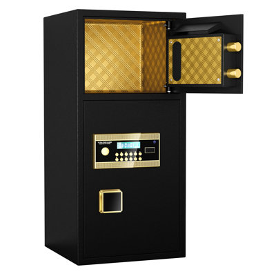 Coffre-fort à double porte avec construction - 5,0 pieds cubes pour la maison, le bureau, l'hôtel, imperméable, fonction de code caché, double porte imperméable à jet de monnaie, bureau