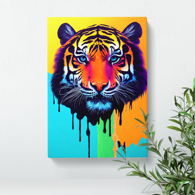 Painted Tiger No.5 Abstract - Print, Wrapped Canvas, 50cm H x 35cm W, No Matte