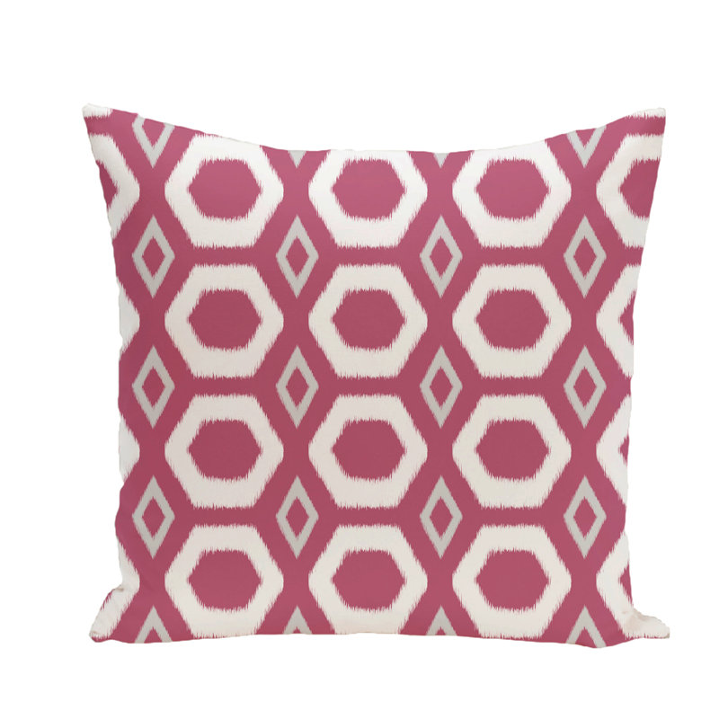 Geometric Reversible Throw Pillow, 26" H x 26" W x 7" D, Pink Cheeks