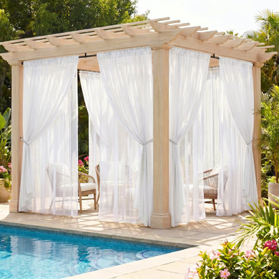 Panneaux de rideaux transparents d'extérieur avec moustiquaire et passe-tringle à double couche résistant à l'eau avec passe-tringle pour patio, porche et pavillon de jardin