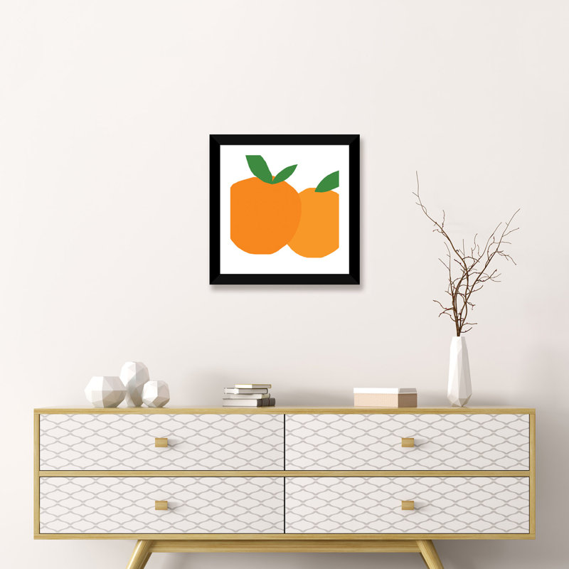Oranges - reproduction d'art, H 16 po x l 16 po x P 1 po, Papier avec cadre noir