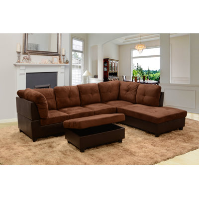 Jorgos 74 " Velvet L-Shaped Corner Sectional