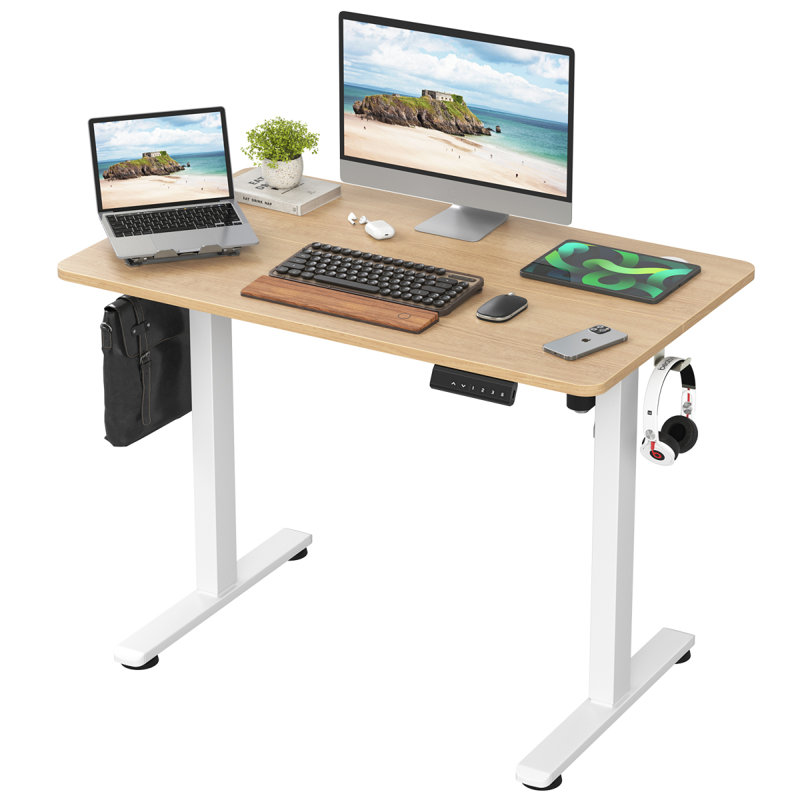 Bureau de travail électrique à hauteur réglable, Ivoire ivoire