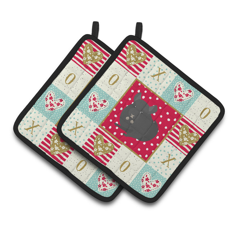 Caroline's Treasures Polyester Potholder Set, Charcoal Chinchilla