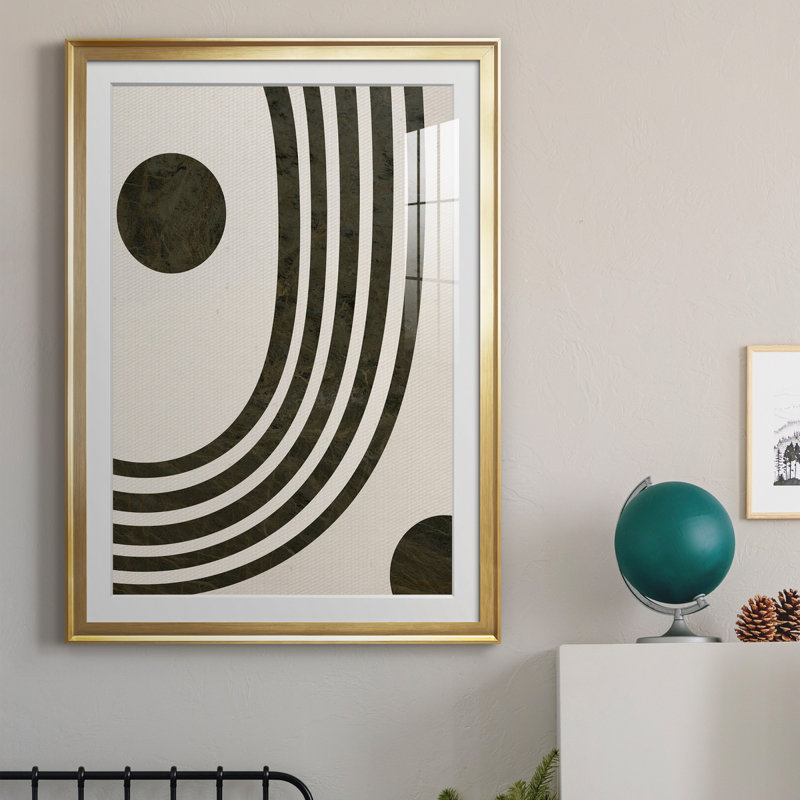«Tubular Abstract I», reproduction encadrée de qualité supérieure, prête à être accrochée, Or