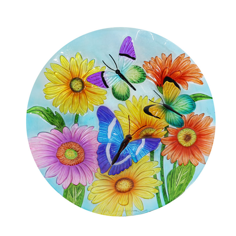 Bain d'oiseaux en verre flottant
