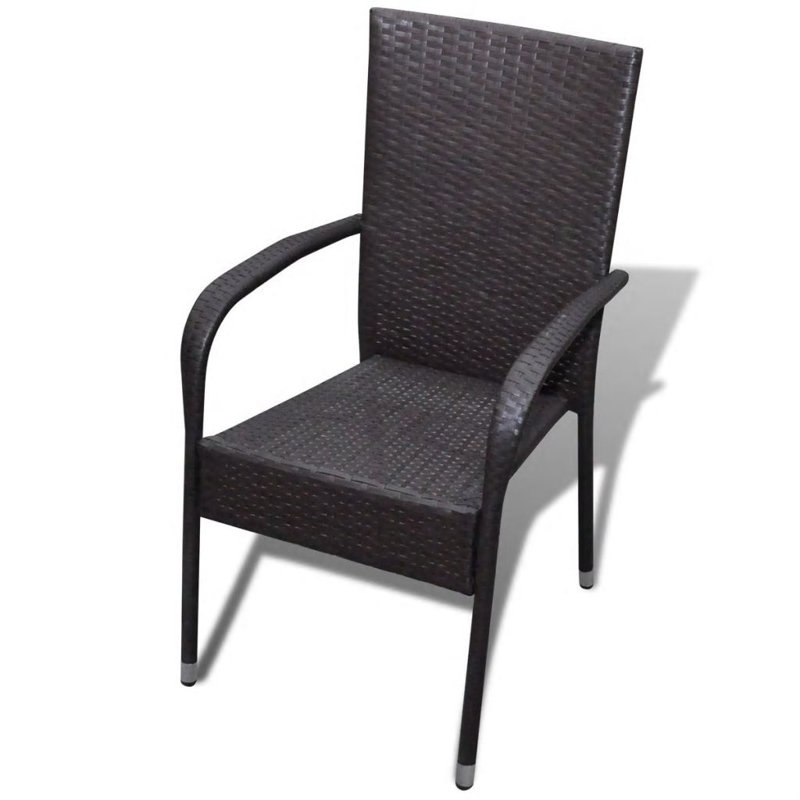 Chaise de patio empilable en teck, Brun