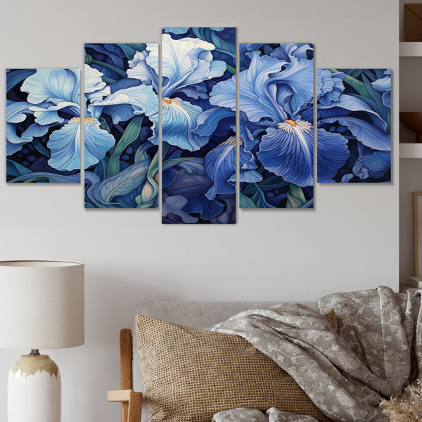 Winston Porter Blue Green Iris Impressions On Canvas 5 Pieces Print ...
