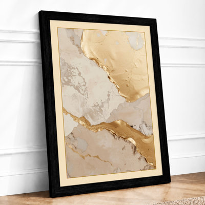 Erosion in Gold Abstract - Framed Print