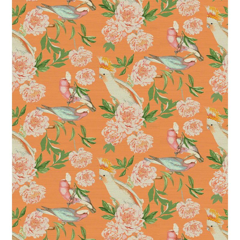 Regency Moderne Floral Metallic Wallpaper Roll, Bellini