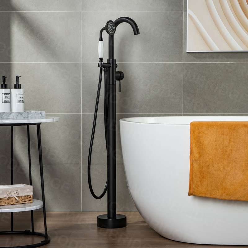 Robinet de baignoire monocommande à fixation au sol, Noir mat