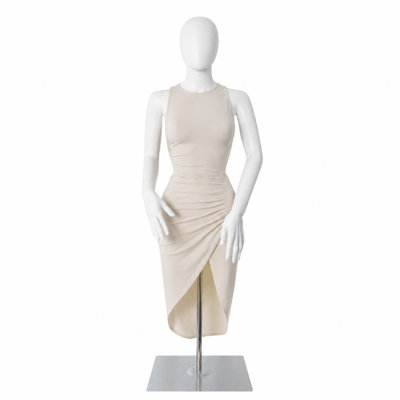 Mannequin Torso with Stand Female Half Body Dress Form Plastic Detachable Manikin Stand Height 30”-46” High Stability Metal Base, White (Female)