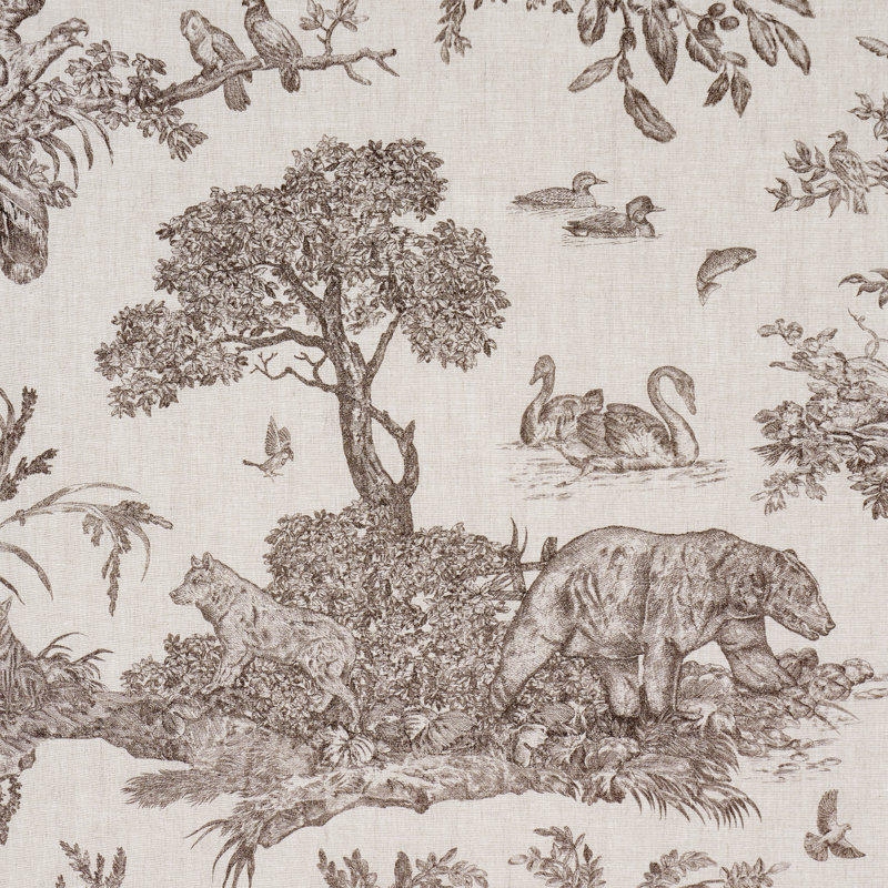 Western Toile Fabric, Sepia