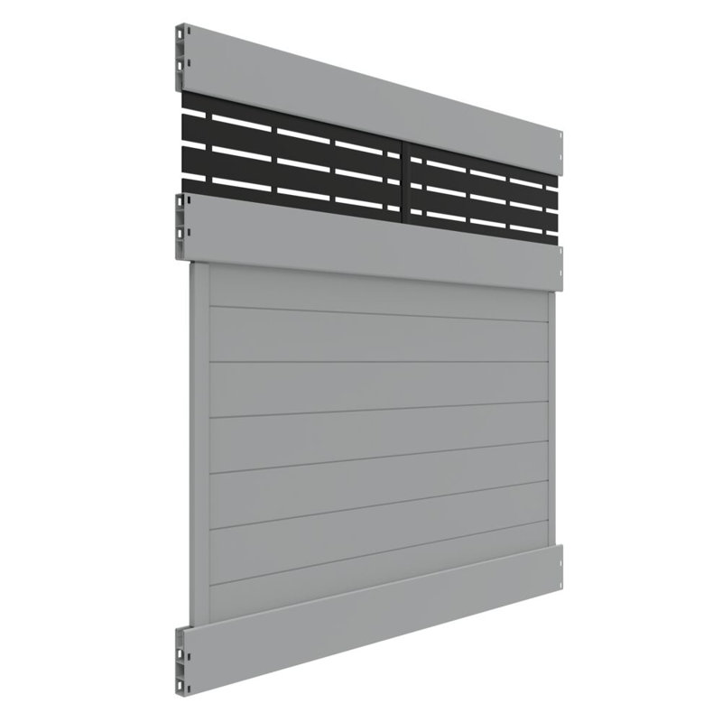 Ensemble de panneau d'intimité en vinyle gris, H 70,5 po x l 70 po x P 1,75 po