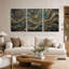 Ensemble de 3 toiles murales à motifs abstraits à pois turquoise et or-2114971348