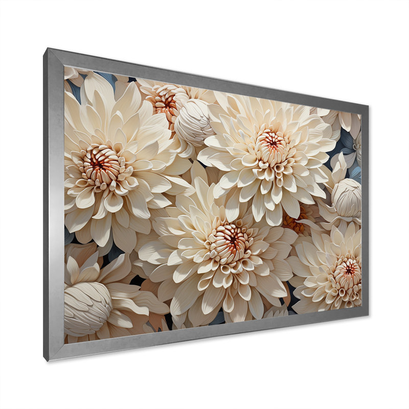 Impression sur toile Pure Pure Chrysanthemums Magic IV, Cadre simple argenté, H 30 po x l 40 po x P 1,5 po