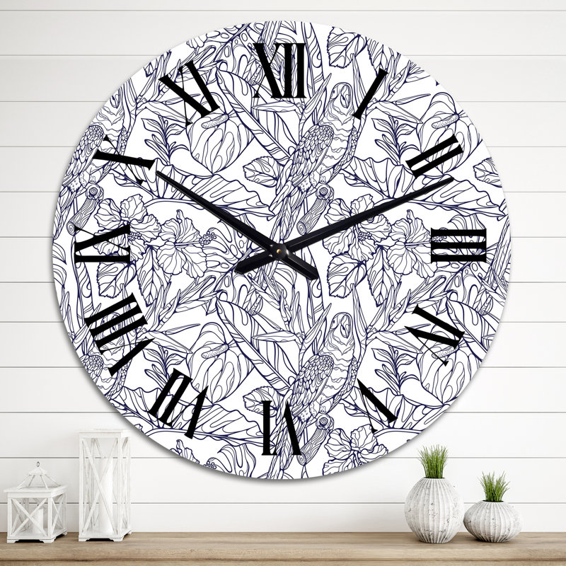 Tropical Ara Parrots - Horloge murale à motifs, Grand