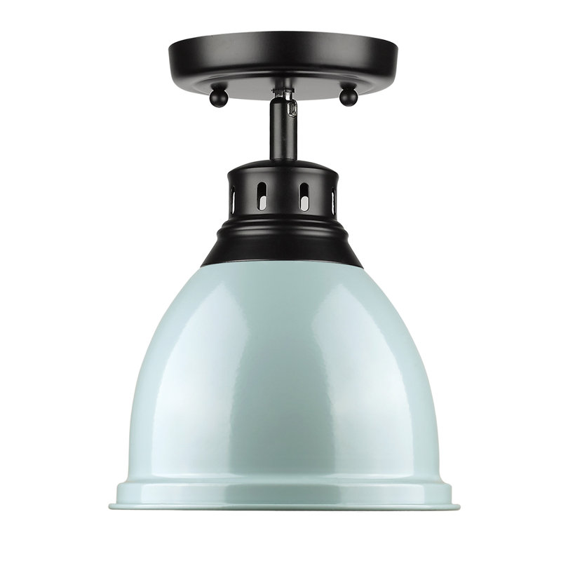 Plafonnier semi-encastré d'extérieur 1 lumière Bowdoinham, Écume de mer, Noir mat