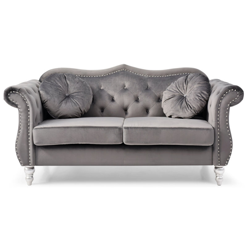 Causeuse rembourrée Jartavious, Velours gris foncé