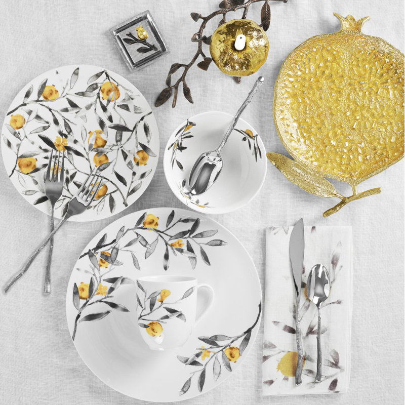 Pomegranate Handmade Porcelain Salad/Dessert Plate