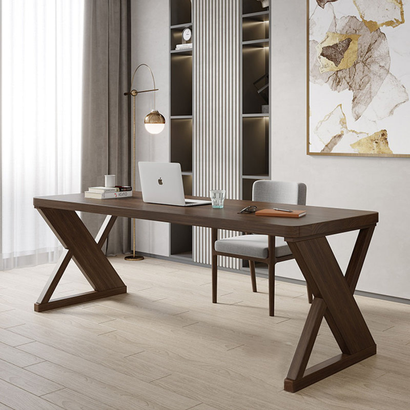 Bureau d'écriture rectangulaire en bois massif noyer, H 29,53 po x l 62,99 po x P 23,62 po